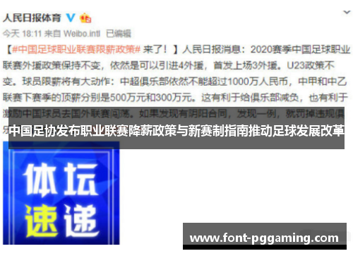 中国足协发布职业联赛降薪政策与新赛制指南推动足球发展改革